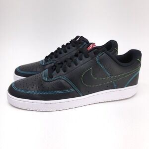 Nike Court Vision Low Mens Size 10 Overlay Stitch Black Black Leather CD5463-006
